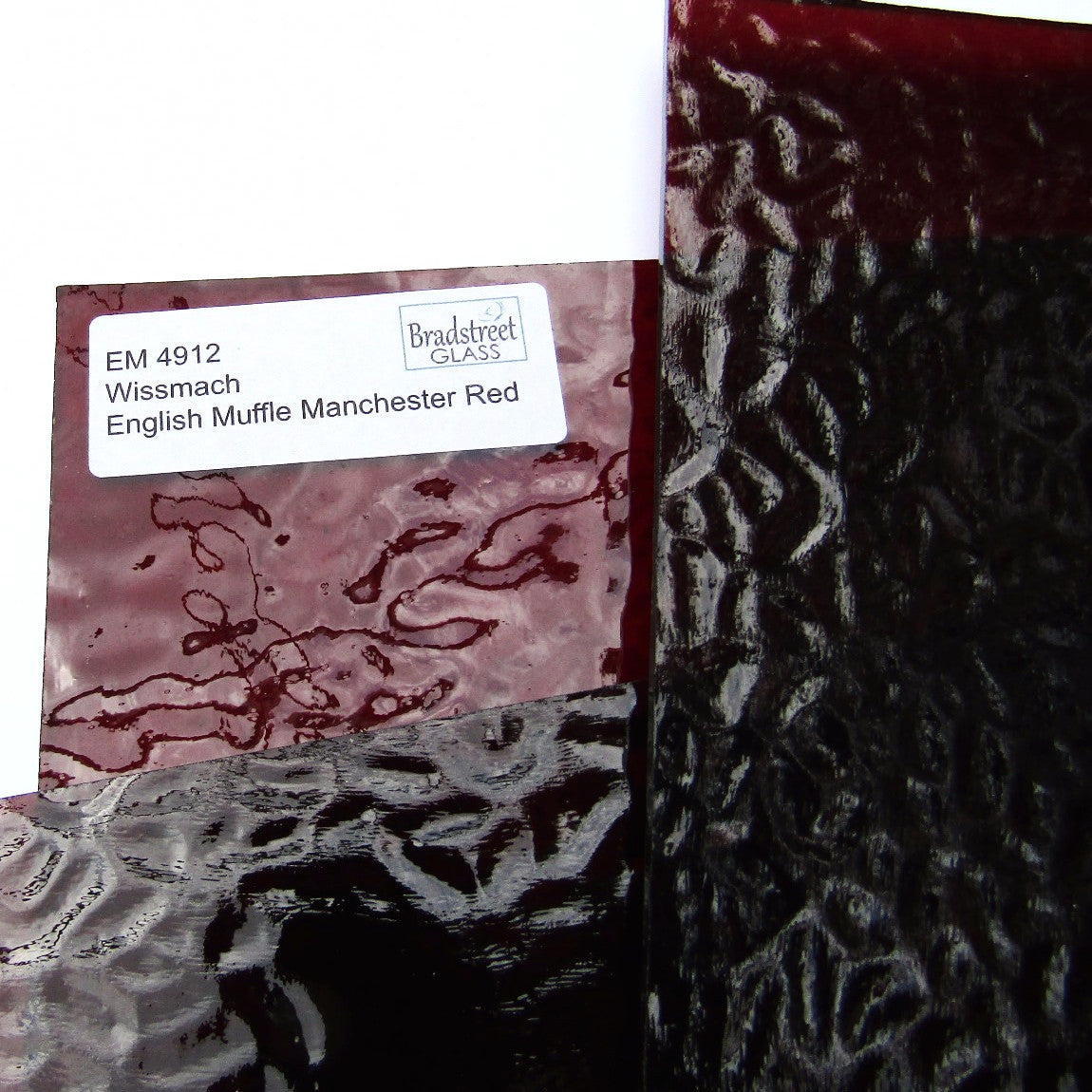 Wissmach English Muffle Manchester Red Cathedral Stained Glass Sheet EM 4912