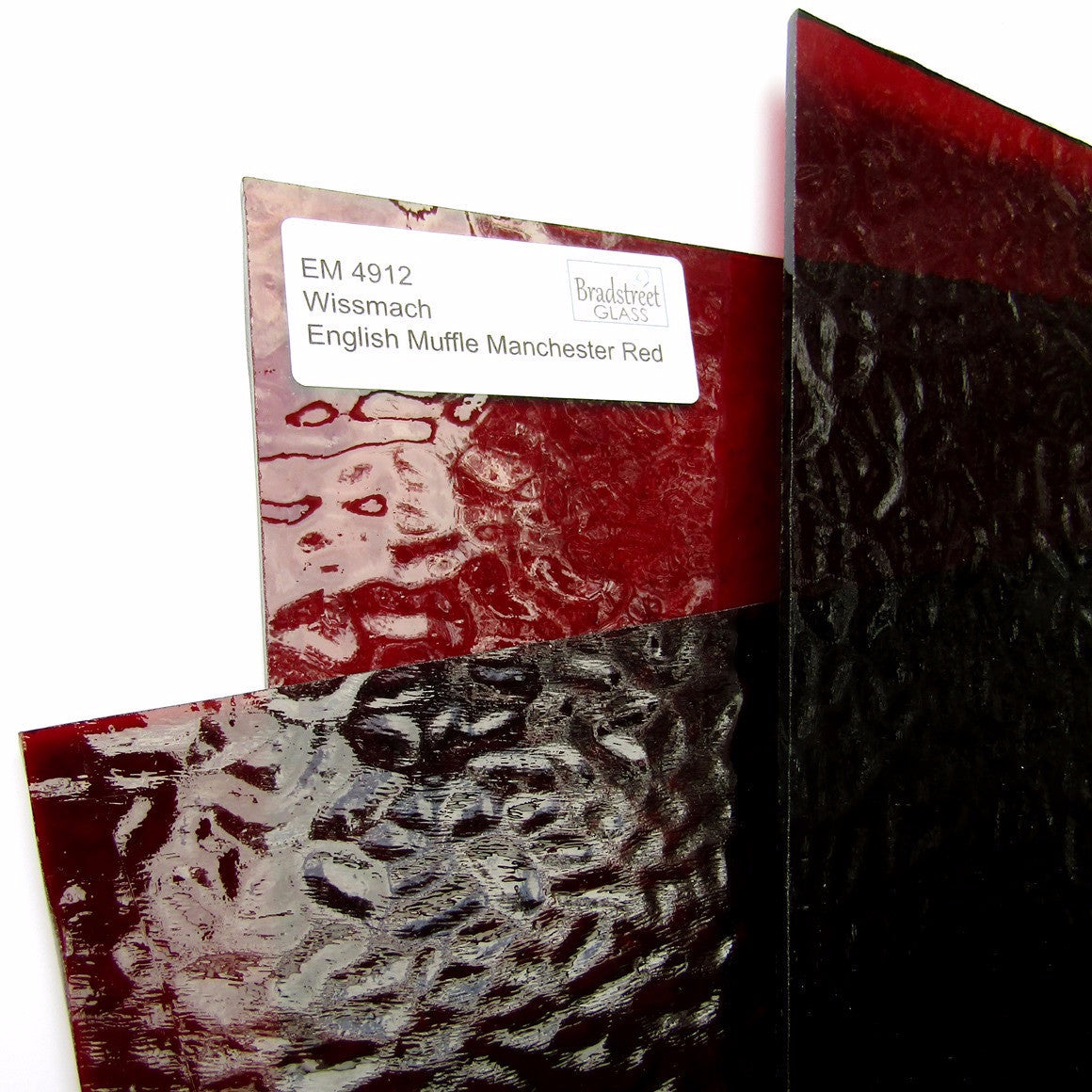 Wissmach English Muffle Manchester Red Cathedral Stained Glass Sheet EM 4912