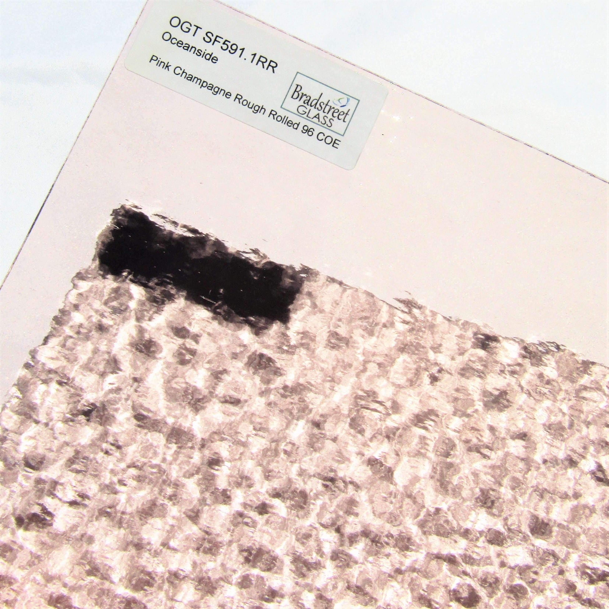 Pink Champagne Rough Rolled Stained Glass Sheet 96 COE Oceanside Fusible Spectrum SF591.1RR