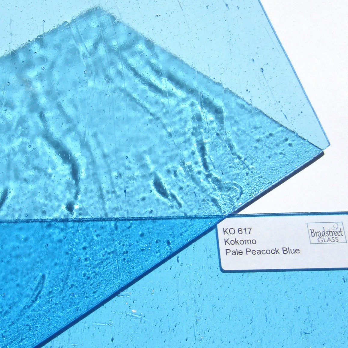 Kokomo Pale Peacock Blue Stained Glass Sheet Cathedral Transparent KO 617