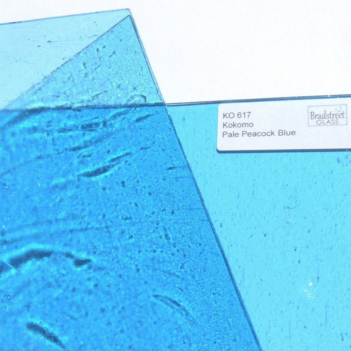 Kokomo Pale Peacock Blue Stained Glass Sheet Cathedral Transparent KO 617