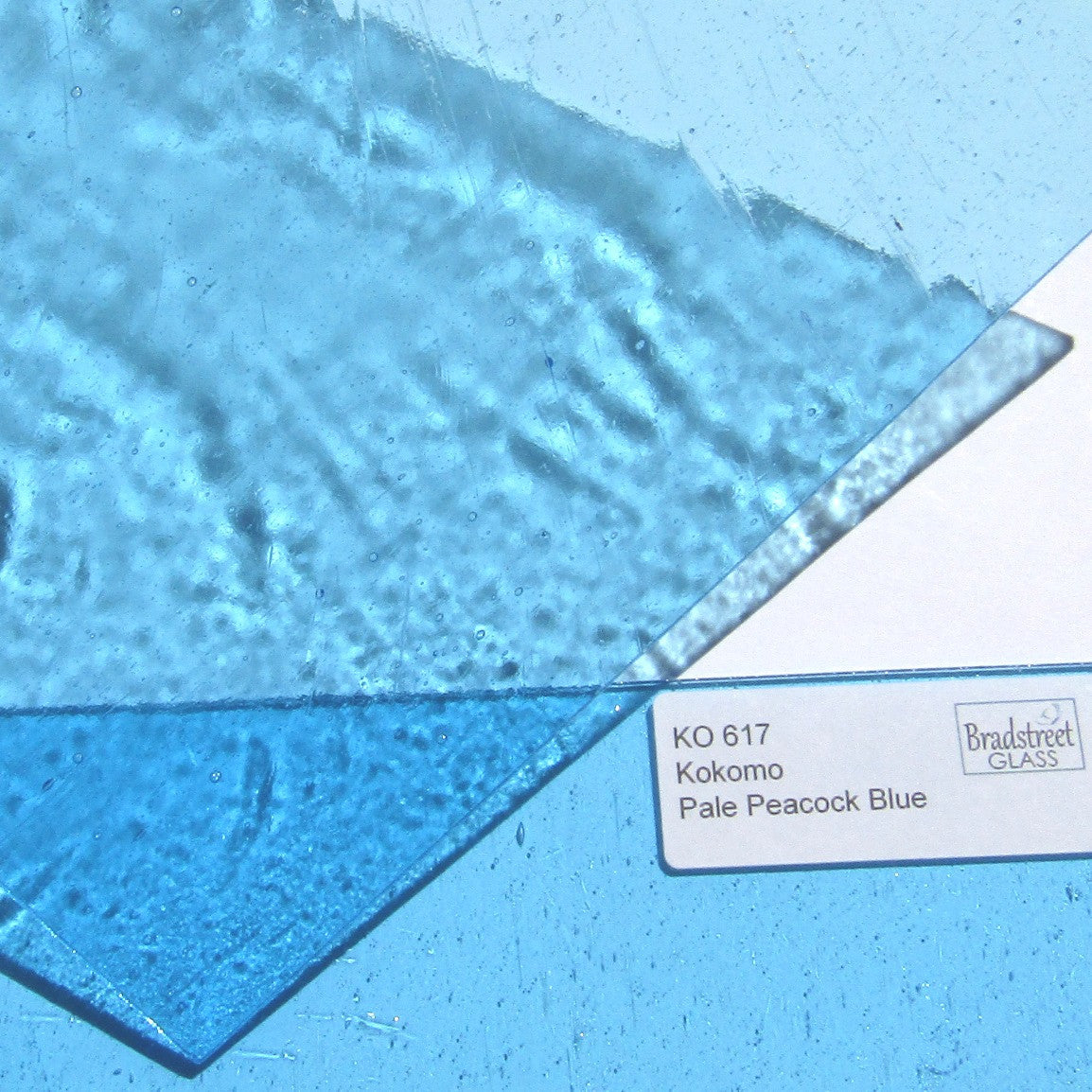 Kokomo Pale Peacock Blue Stained Glass Sheet Cathedral Transparent KO 617