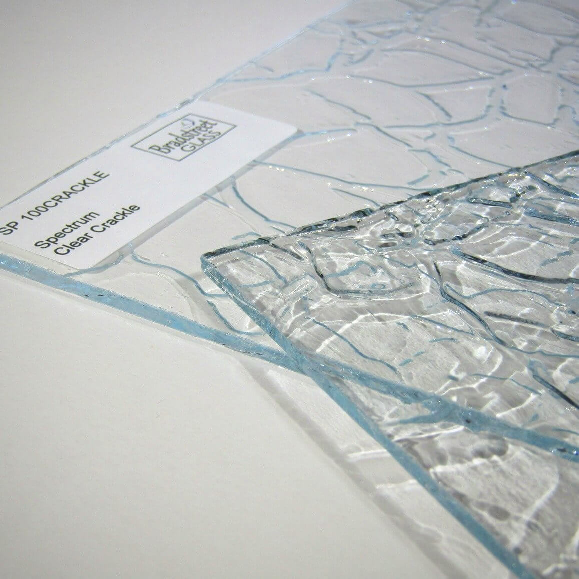 Bradstreet Glass Clear Crackle Textured Stained Glass Sheet Oceanside SF100CRAKL COE 96
