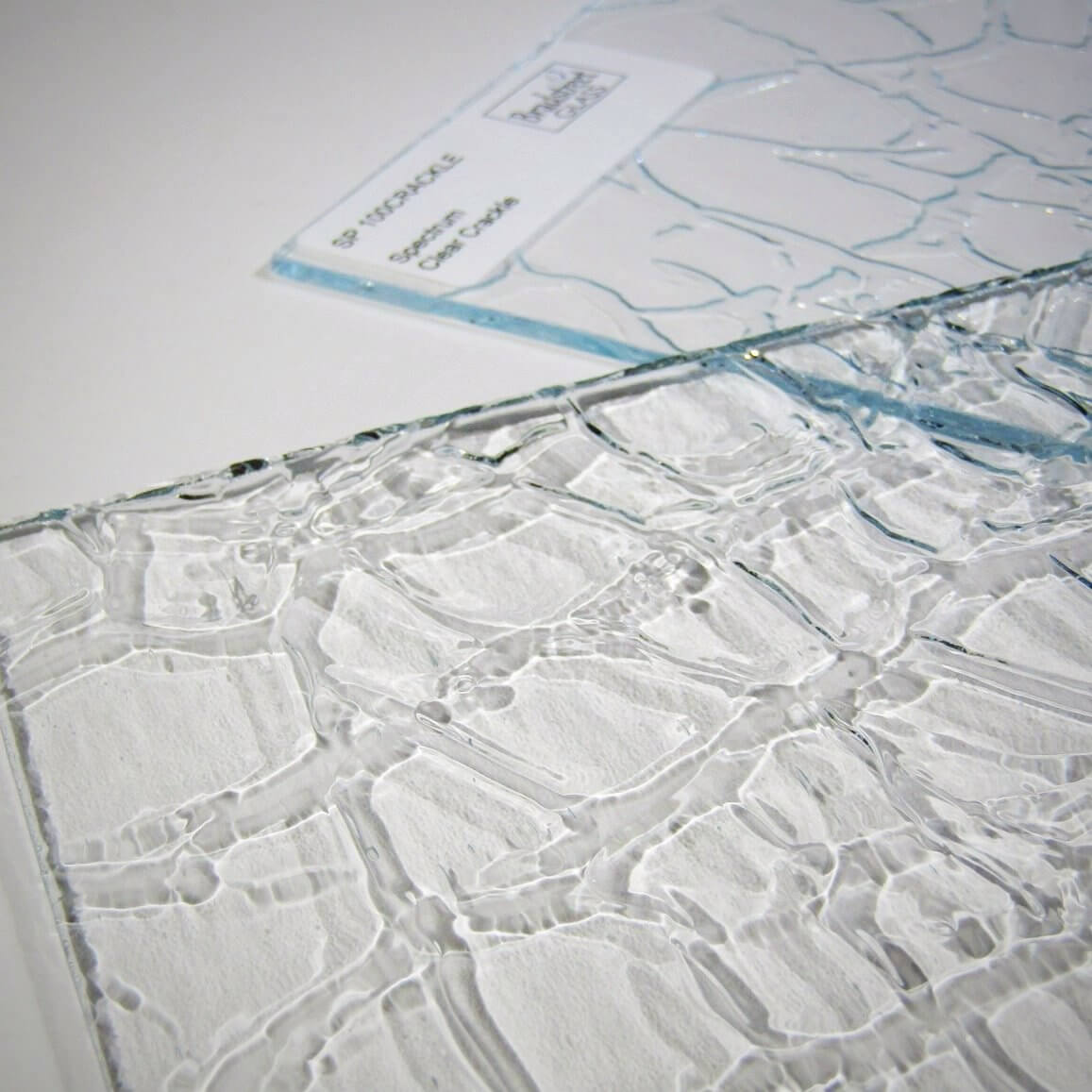Bradstreet Glass Clear Crackle Textured Stained Glass Sheet Oceanside SF100CRAKL COE 96