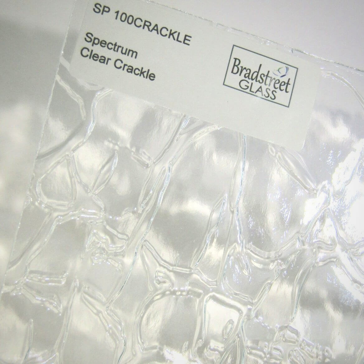 Bradstreet Glass Clear Crackle Textured Stained Glass Sheet Oceanside SF100CRAKL COE 96