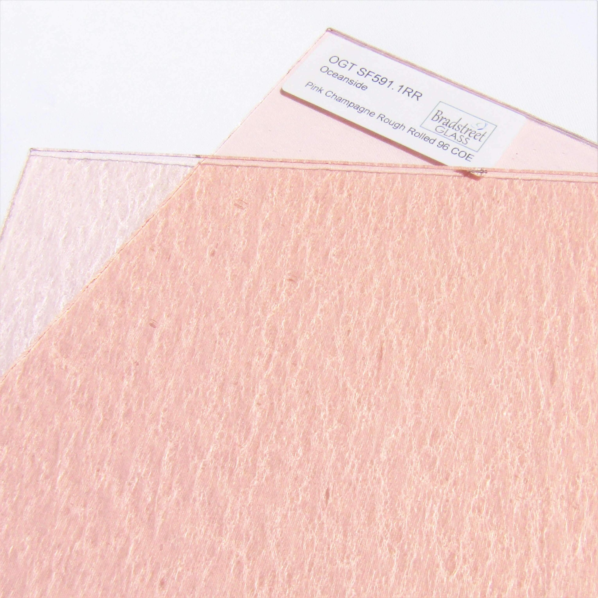 Pink Champagne Rough Rolled Stained Glass Sheet 96 COE Oceanside Fusible Spectrum SF591.1RR