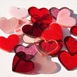 Precut Stained Glass Hearts, Red and Pink 1" Glass Hearts for Mosaics, Jewelry, Stained Glass Art, Package of 20 Glass Valentines, DIY Art Glass Supply