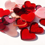 Precut Stained Glass Hearts, Red and Pink 1" Glass Hearts for Mosaics, Jewelry, Stained Glass Art, Package of 20 Glass Valentines, DIY Art Glass Supply