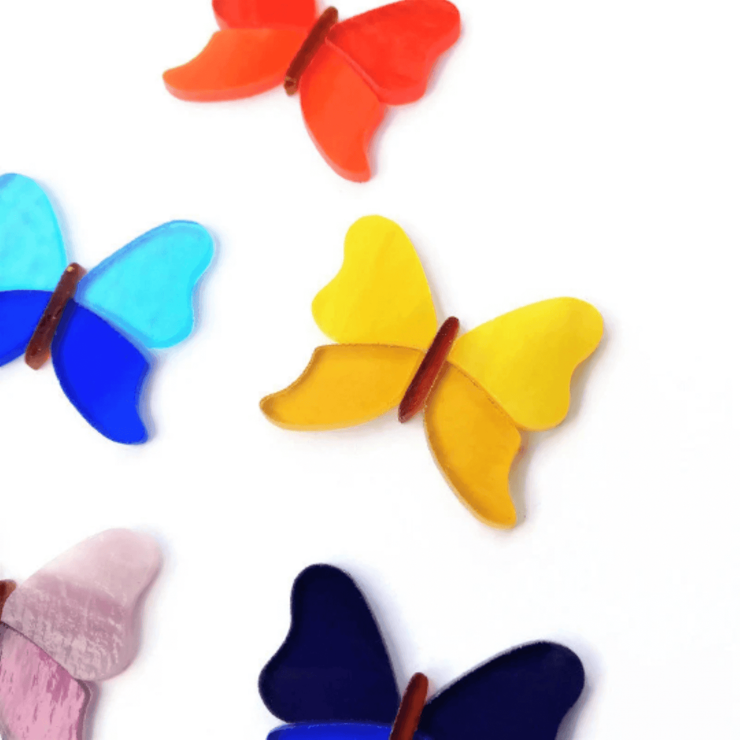 Precut Stained Glass Butterflies, 2 Inches, Package of 6, Rainbow Assortment Mosaic Glass Kit, DIY Craft Supplies