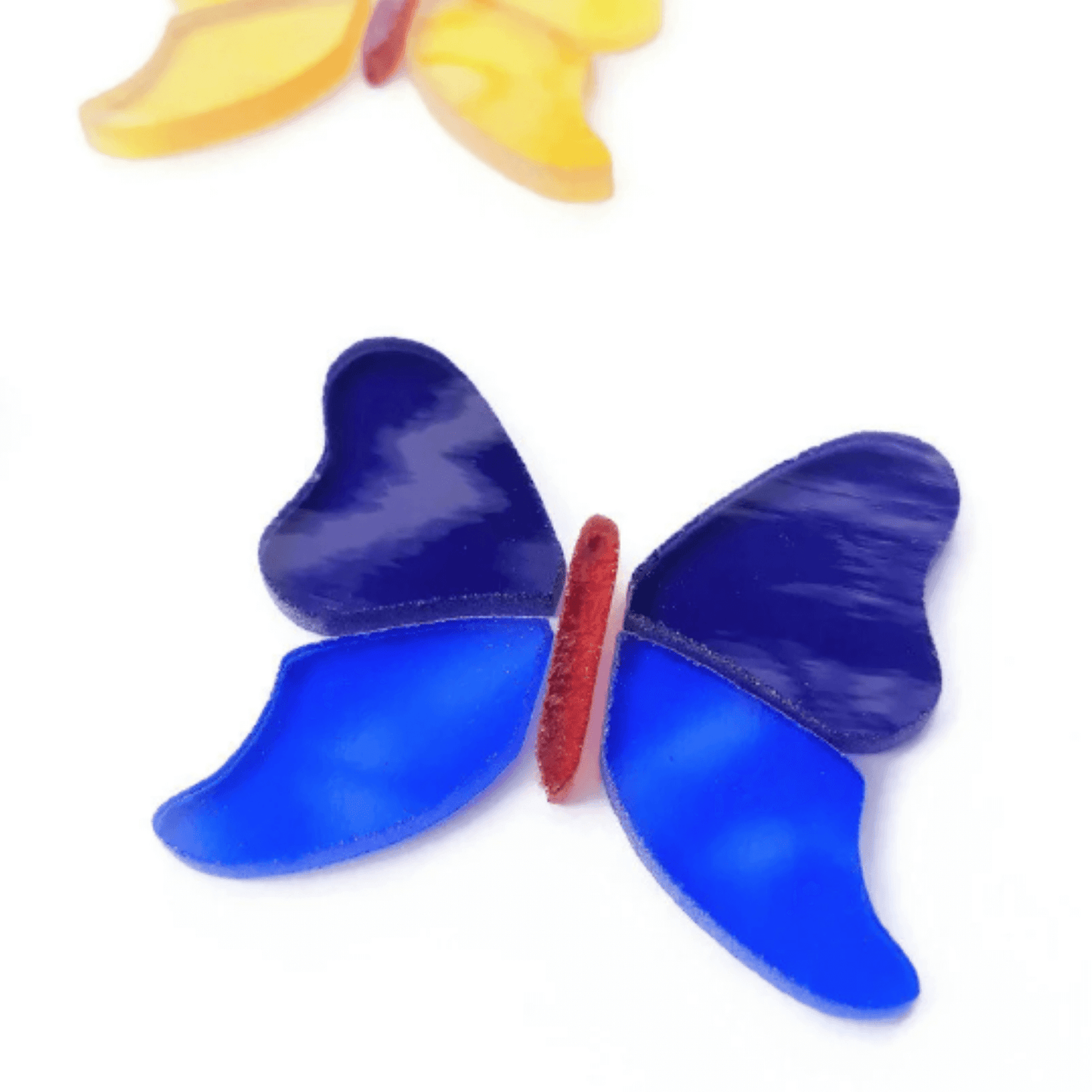 Precut Stained Glass Butterflies, 2 Inches, Package of 6, Rainbow Assortment Mosaic Glass Kit, DIY Craft Supplies