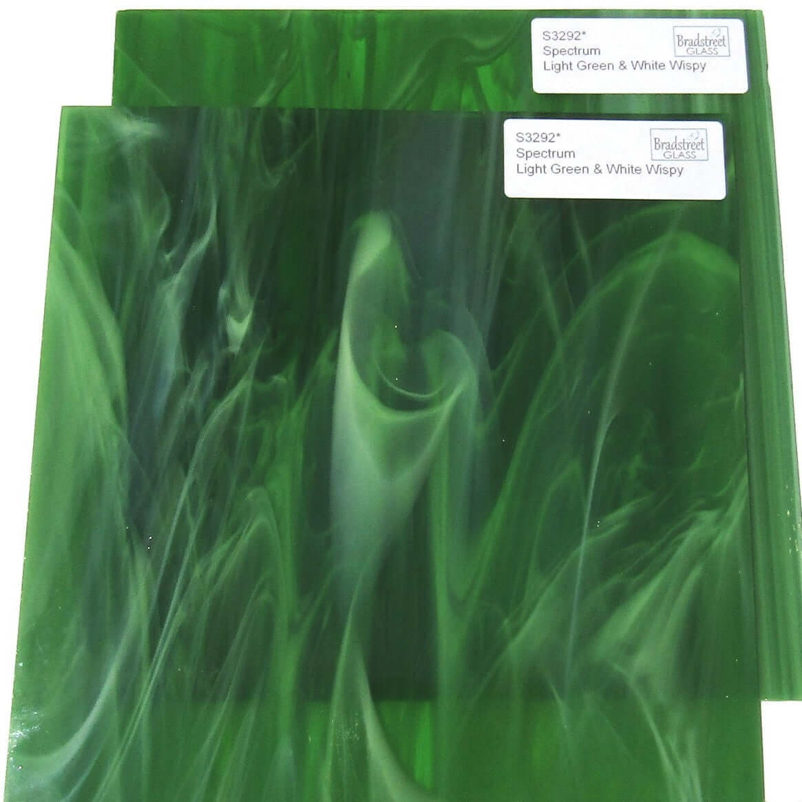 Light Green and White Wispy Stained Glass Sheet 96 COE Fusible Oceanside SF329.2