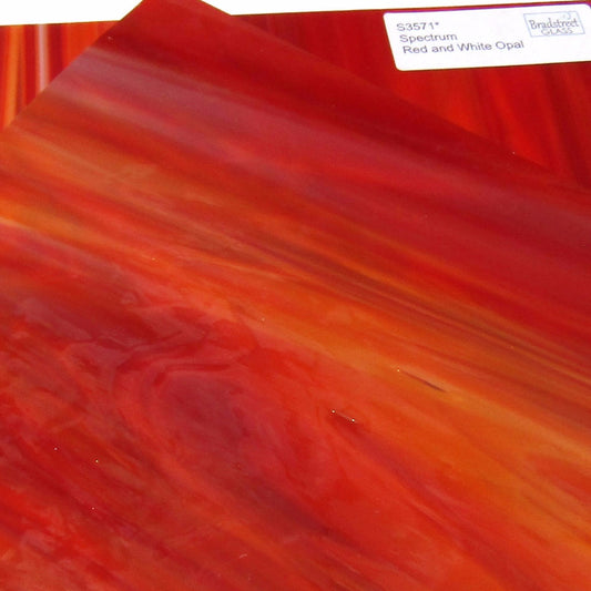 Spectrum Red and White Opal Stained Glass Sheet S3571