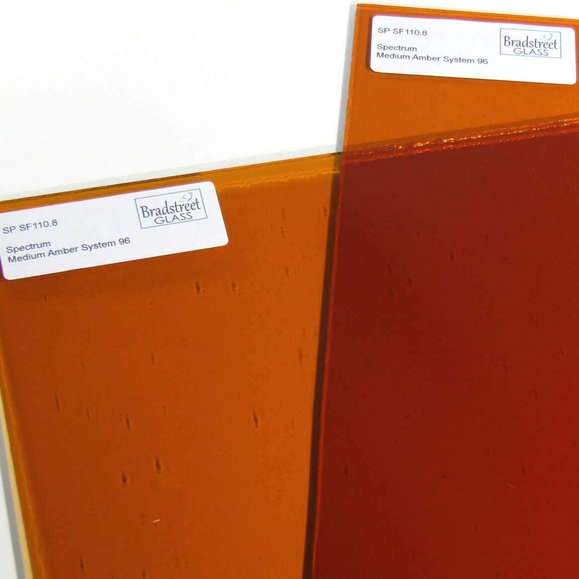 Medium Amber Stained Glass Sheet Transparent 96 COE Fusible System 96 Spectrum SF110.8