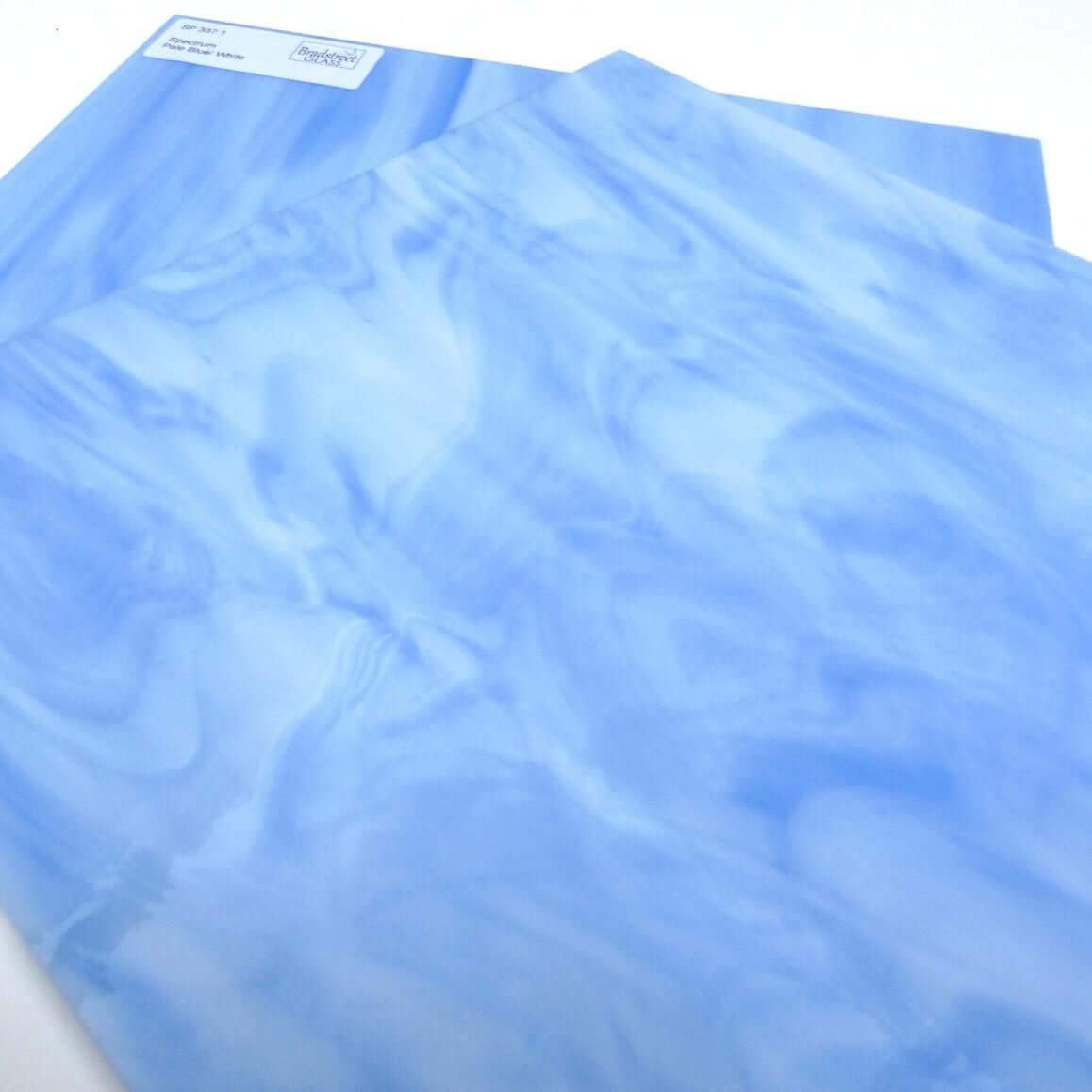 Spectrum SP 337.1 Stained Glass Sheet Pale Blue White Opal Streaky Swirled Opaque
