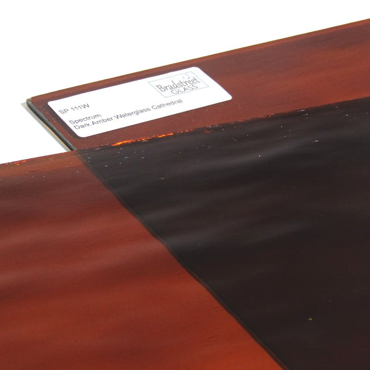  Bradstreet Glass Dark Amber Waterglass Stained Glass Sheet Oceanside 96 COE Fusible SF111W