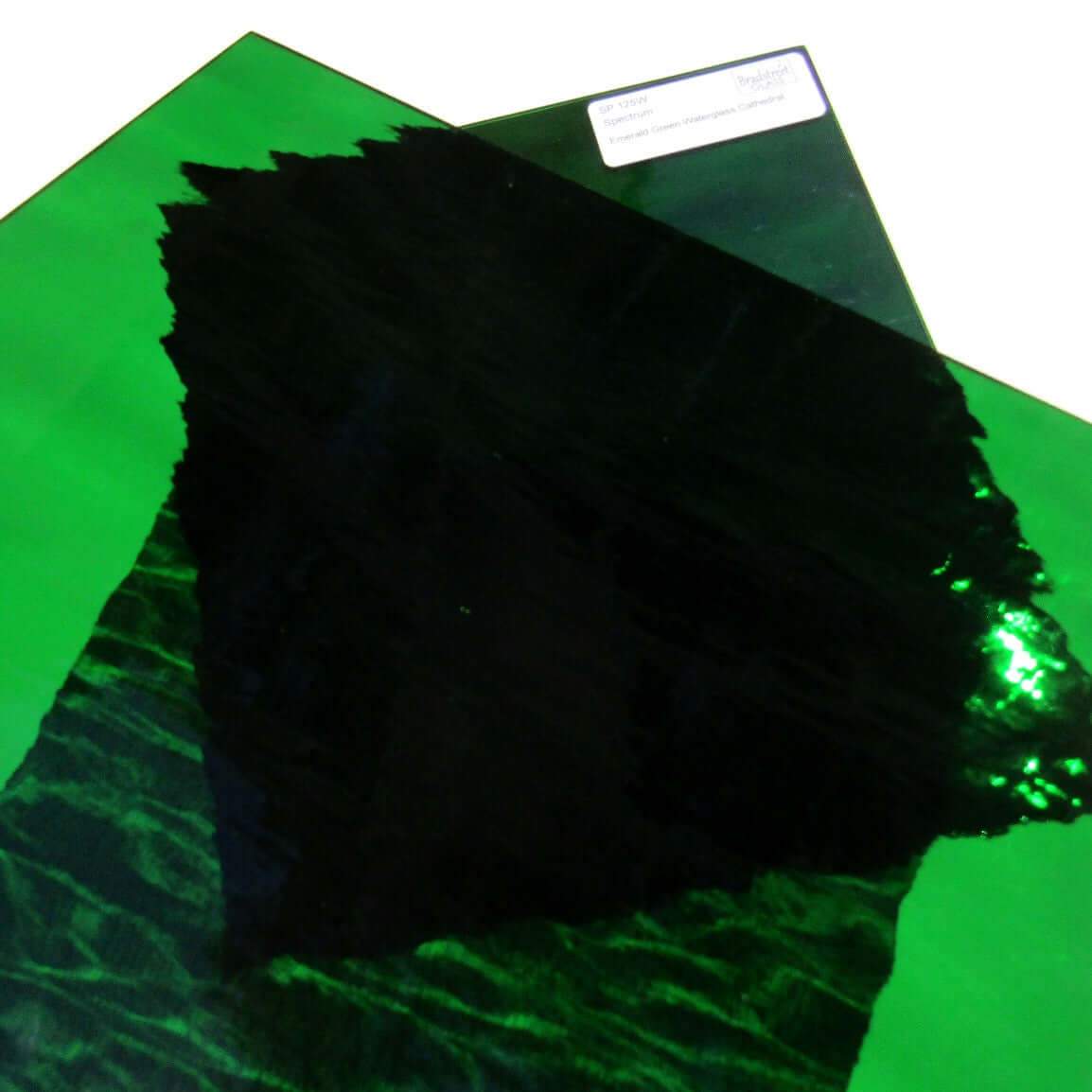 Emerald Green Waterglass Textured Translucent Cathedral Stained Glass Sheet Spectrum SP 125W