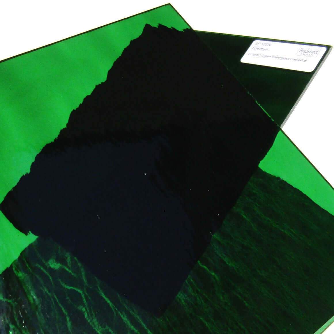 Emerald Green Waterglass Textured Translucent Cathedral Stained Glass Sheet Spectrum SP 125W