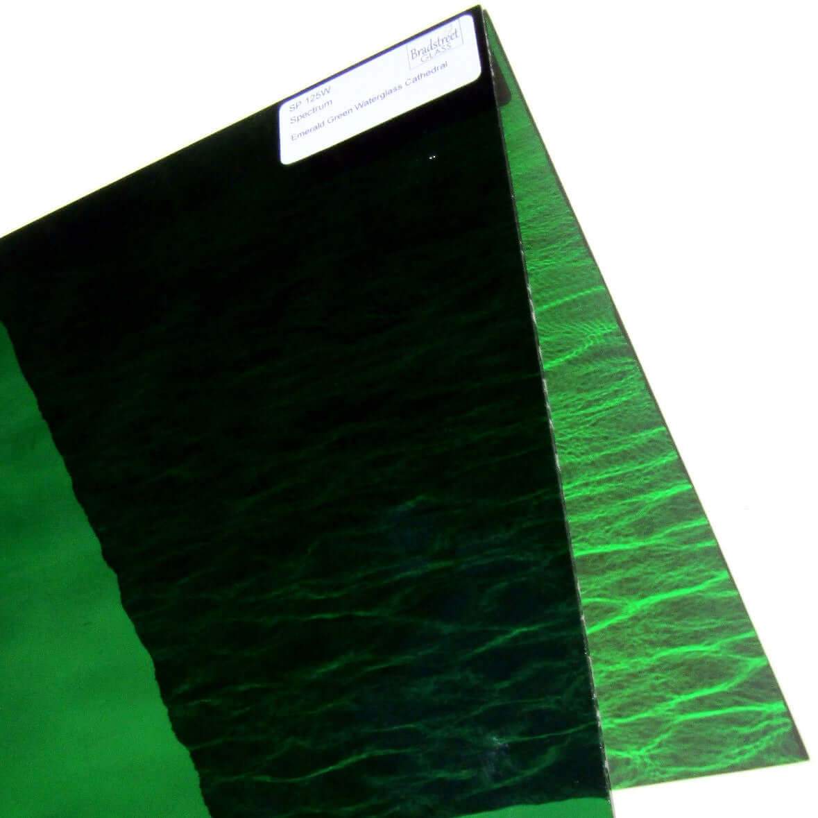 Emerald Green Waterglass Textured Translucent Cathedral Stained Glass Sheet Spectrum SP 125W