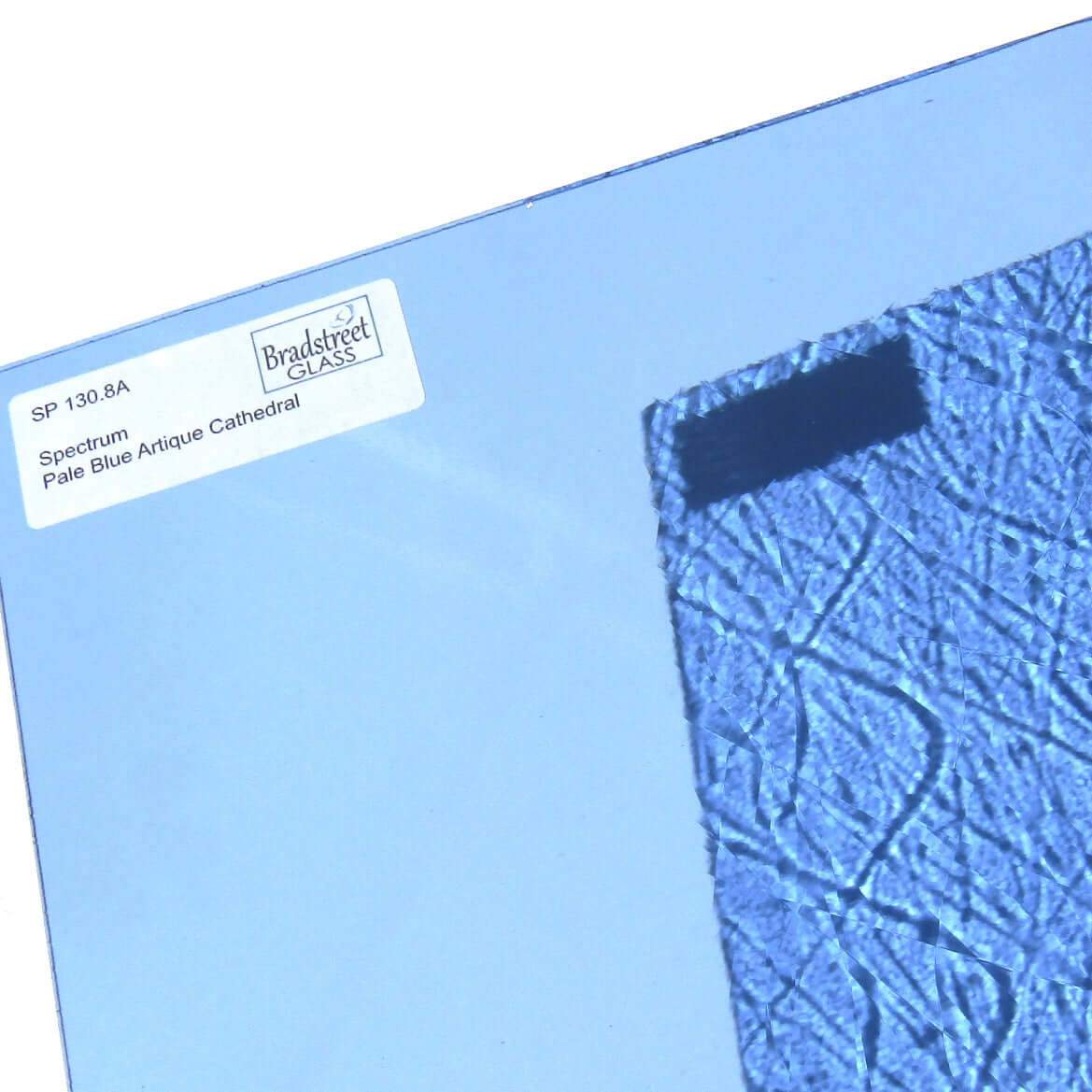 Spectrum 130.8A Artique Textured Cathedral Stained Glass Sheet Pale Blue Translucent