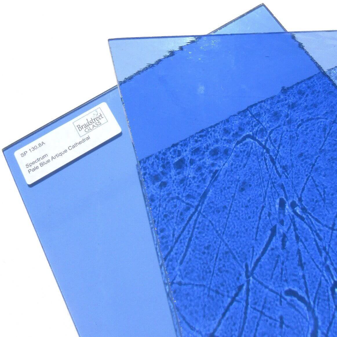 Spectrum 130.8A Artique Textured Cathedral Stained Glass Sheet Pale Blue Translucent