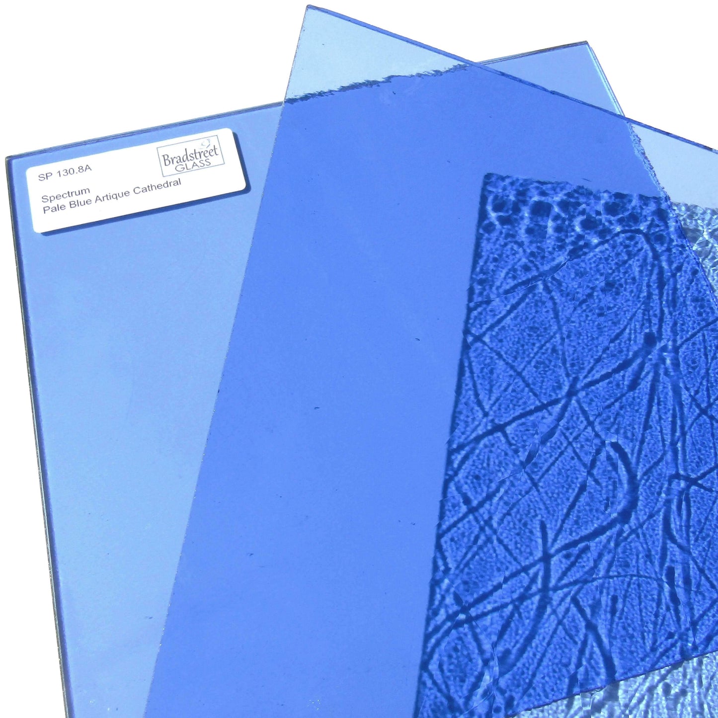 Spectrum 130.8A Artique Textured Cathedral Stained Glass Sheet Pale Blue Translucent