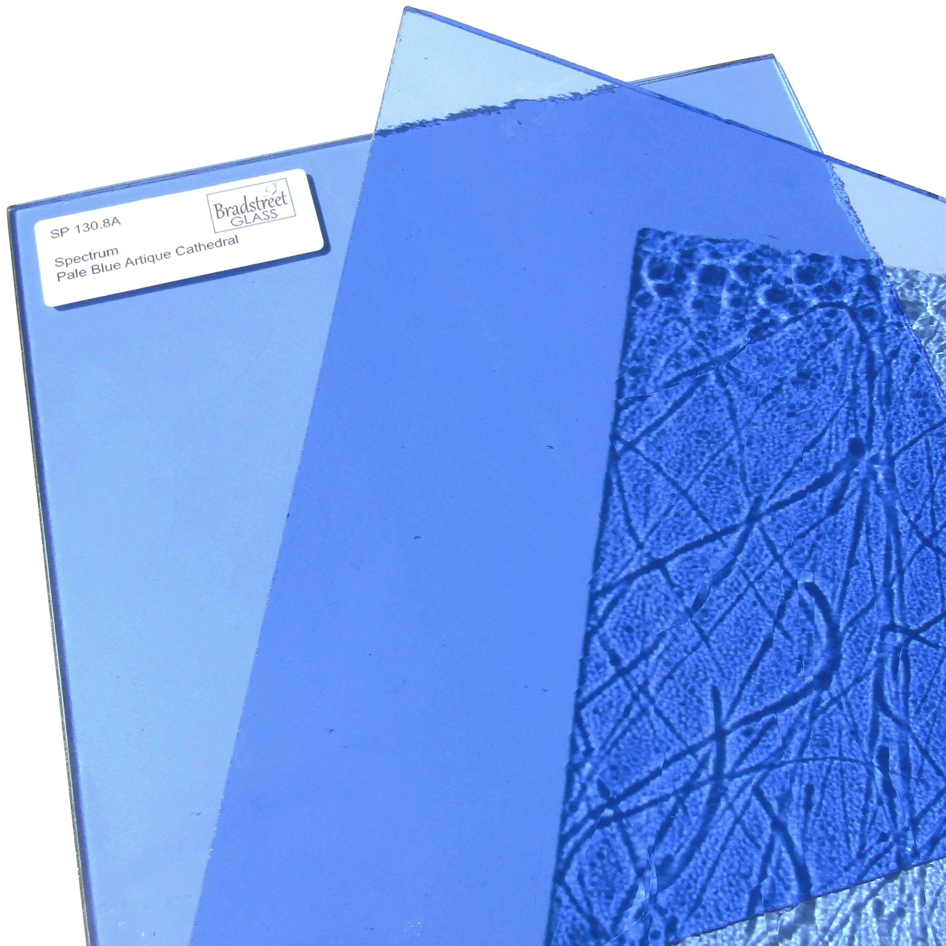 Spectrum 130.8A Artique Textured Cathedral Stained Glass Sheet Pale Blue Translucent