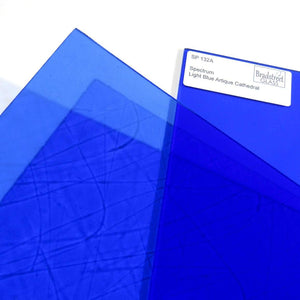 Light Blue Artique Cathedral Stained Glass Sheet Spectrum 132A
