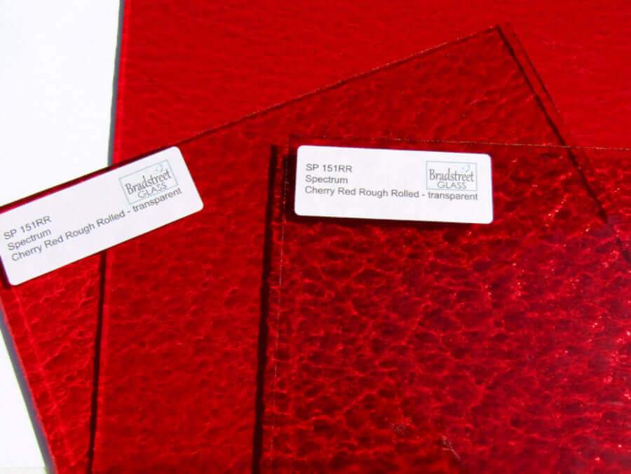 Cherry Red Rough Rolled Stained Glass Sheet 96 COE Fusible Oceanside SF151RR