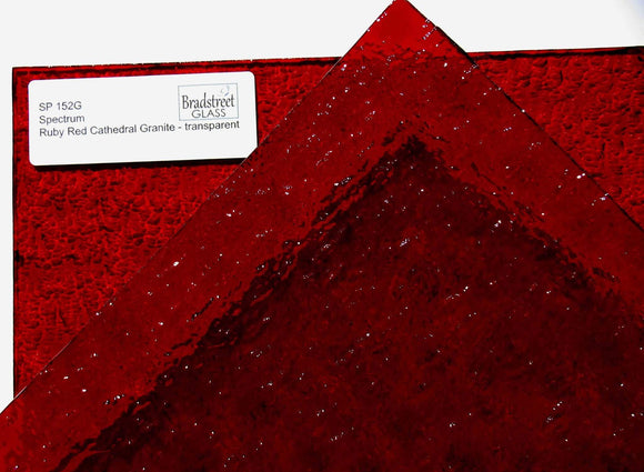 Spectrum Ruby Red Granite Cathedral Textured Translucent Stained Glass Sheet SP 152G