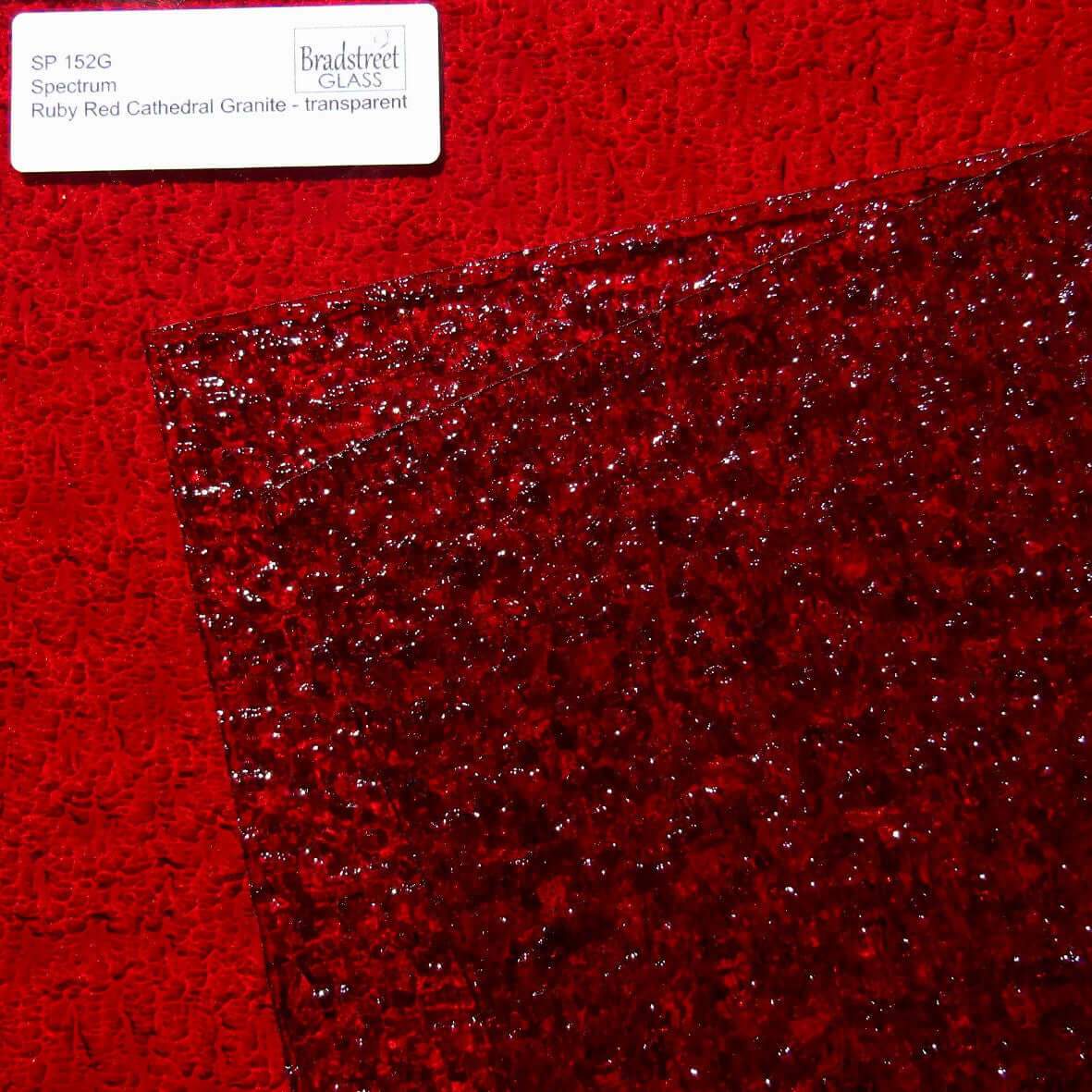 Spectrum Ruby Red Granite Cathedral Textured Translucent Stained Glass Sheet SP 152G