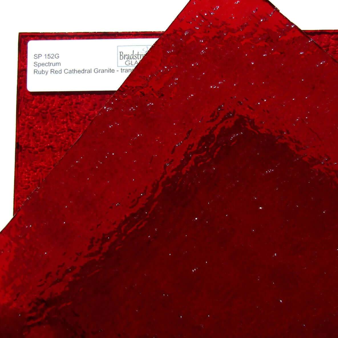 Spectrum Ruby Red Granite Cathedral Textured Translucent Stained Glass Sheet SP 152G