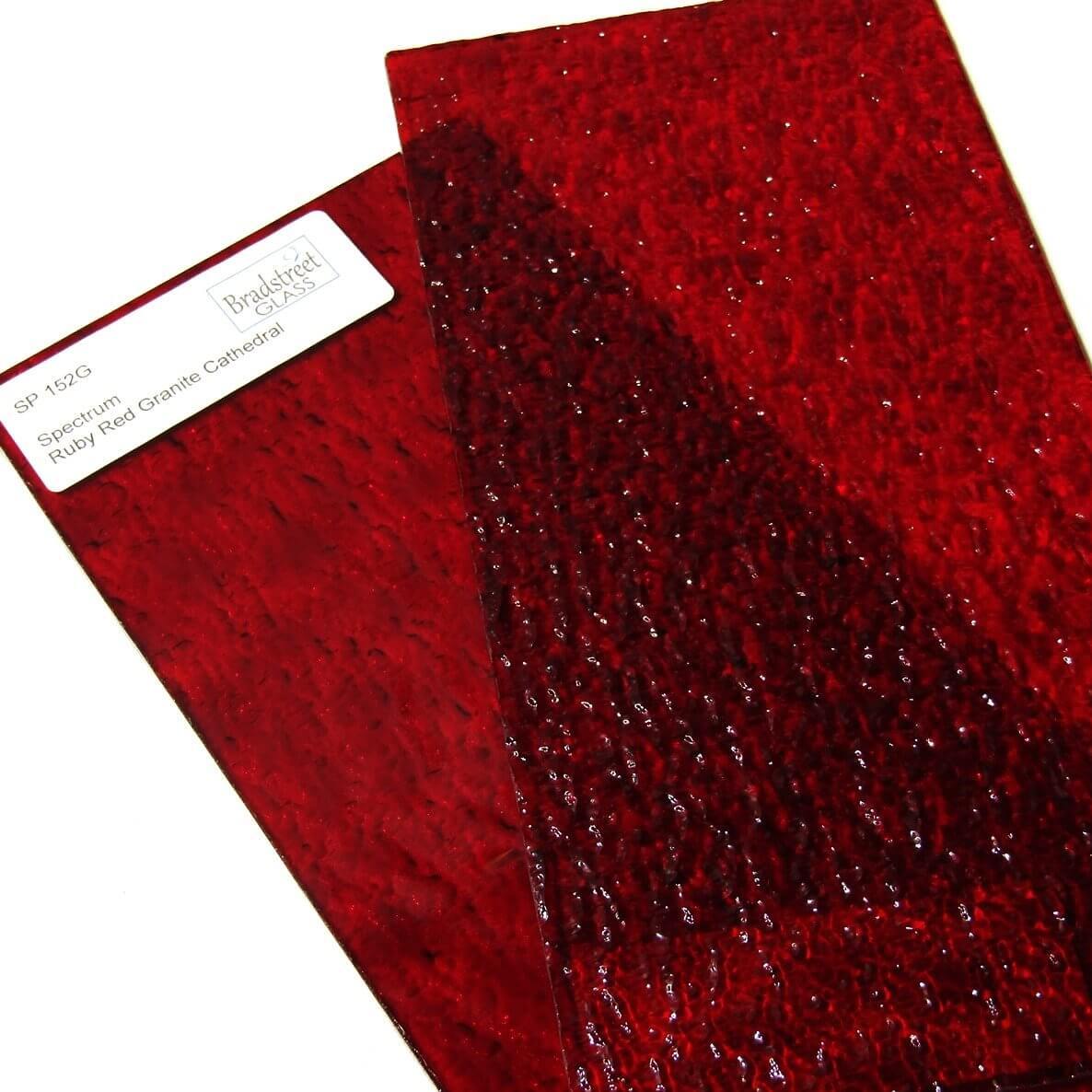 Spectrum Ruby Red Granite Cathedral Textured Translucent Stained Glass Sample Size SP 152G