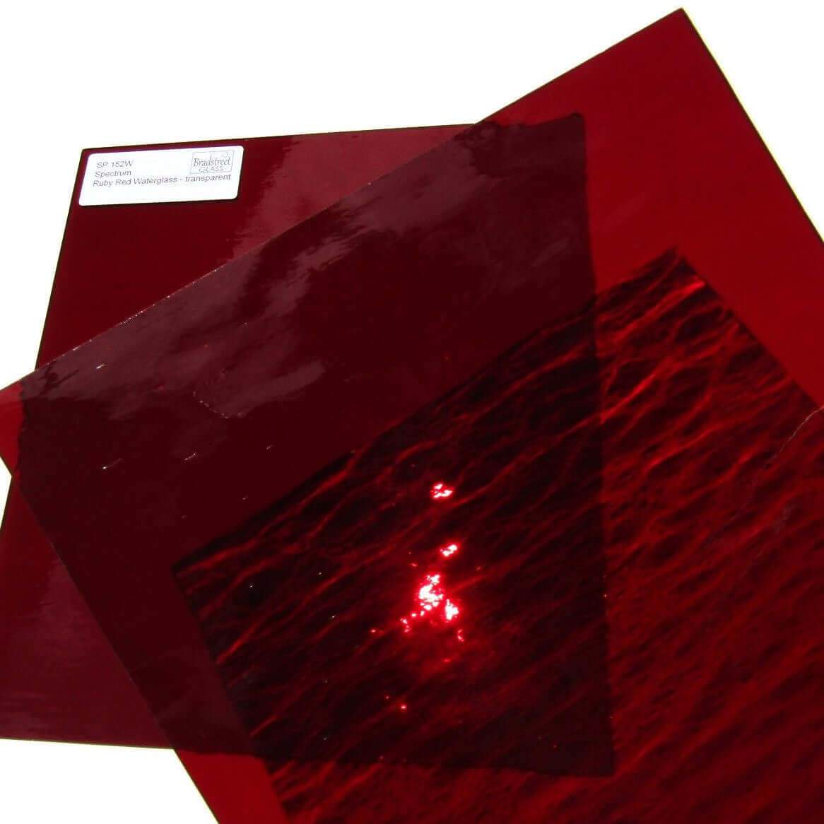 Spectrum Ruby Red Waterglass Translucent Cathedral Stained Glass Sheet SP 152W