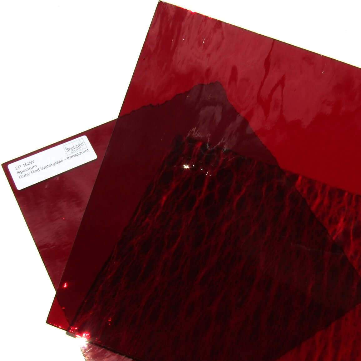 Spectrum Ruby Red Waterglass Translucent Cathedral Stained Glass Sheet SP 152W