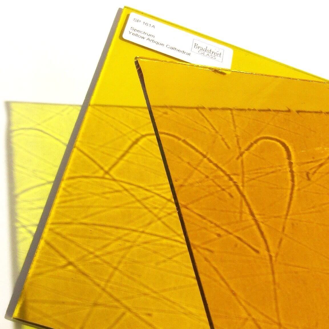 Spectrum 161A Artique Textured Cathedral Stained Glass Sheet Yellow Translucent