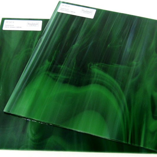 Spectrum 327.6 Stained Glass Sheet Dark Green White Opal Streaky Swirled Opaque