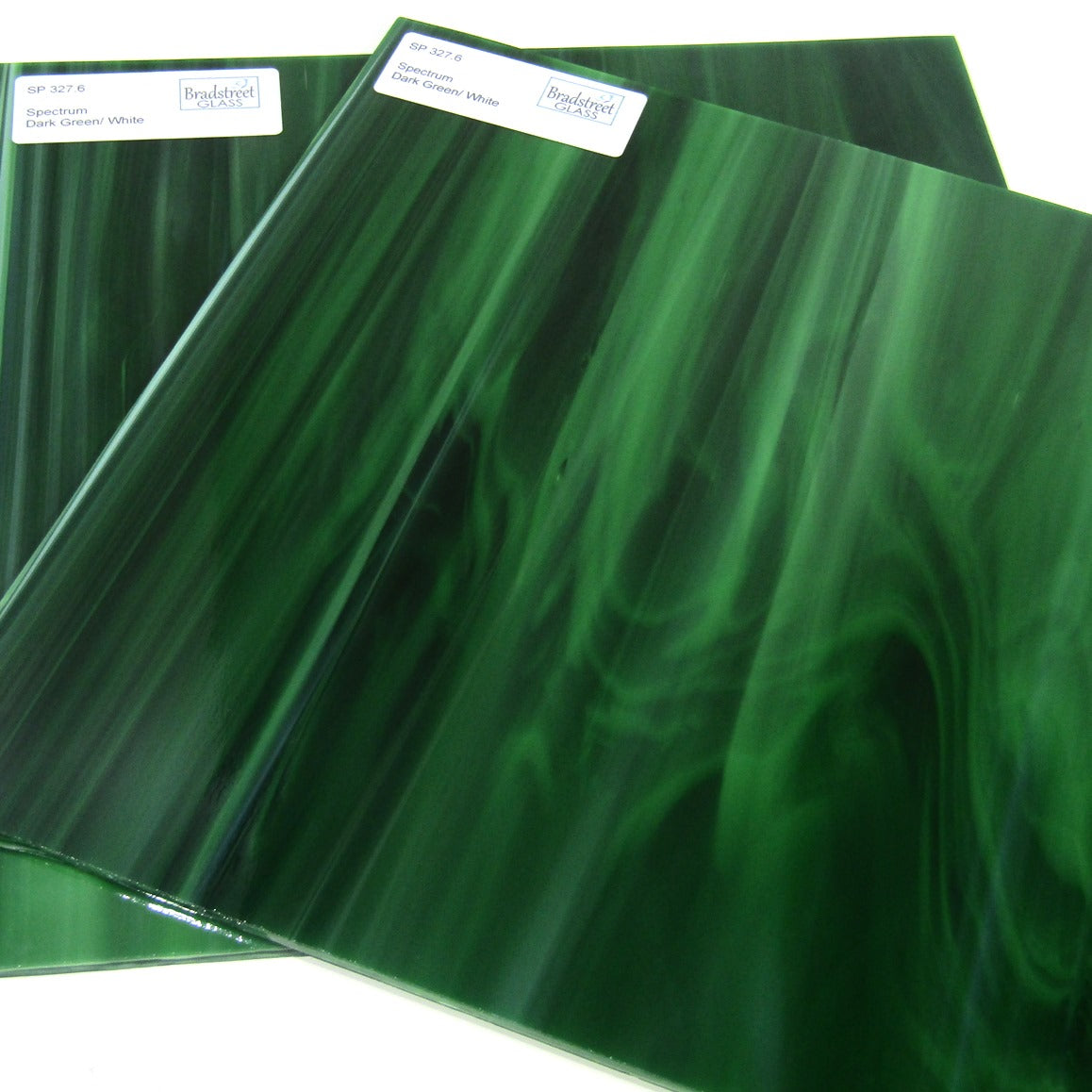 Spectrum 327.6 Stained Glass Sheet Dark Green White Opal Streaky Swirled Opaque