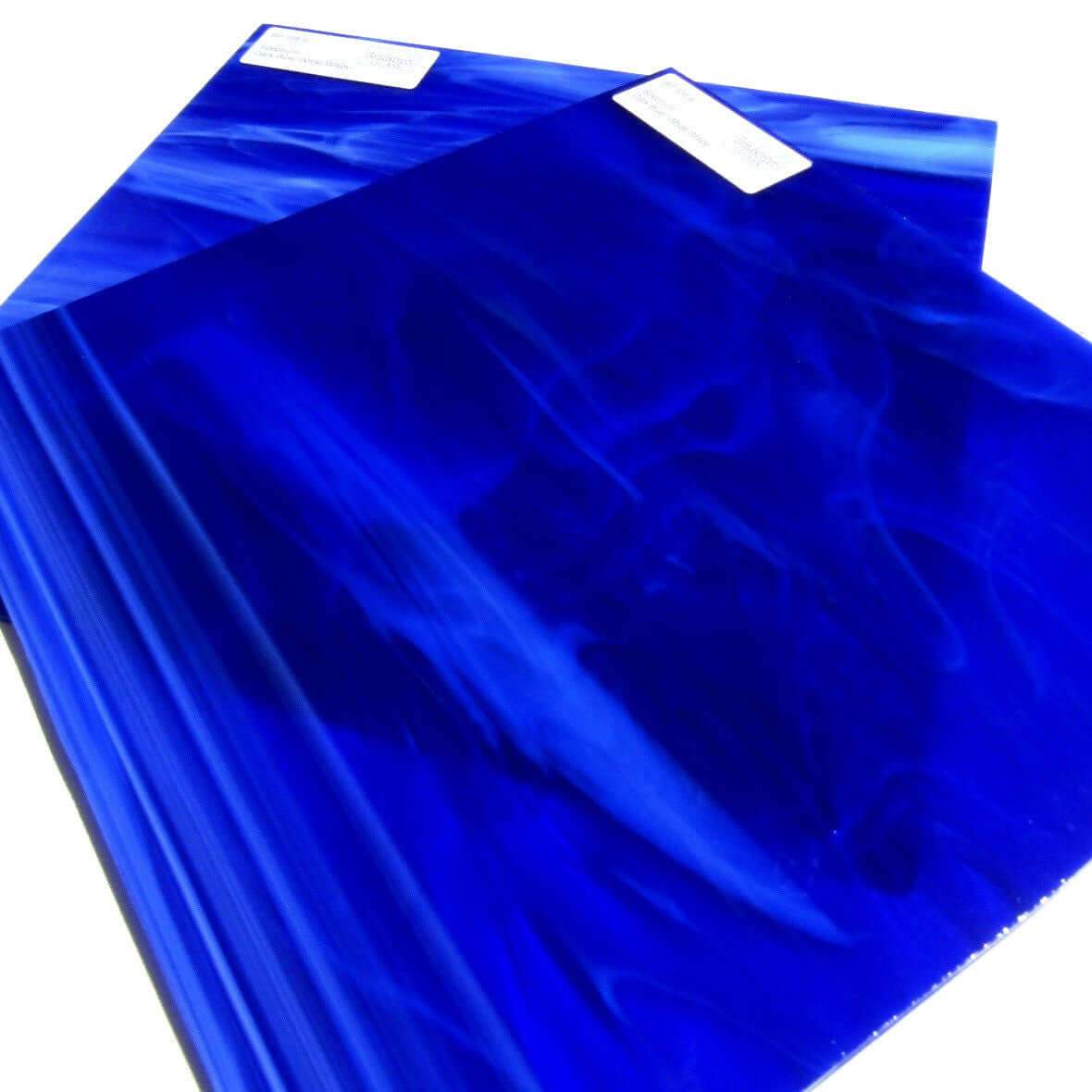 Spectrum SP 339.6 Dark Blue and White Wispy Stained Glass Sheet Opaque Streaky Swirled