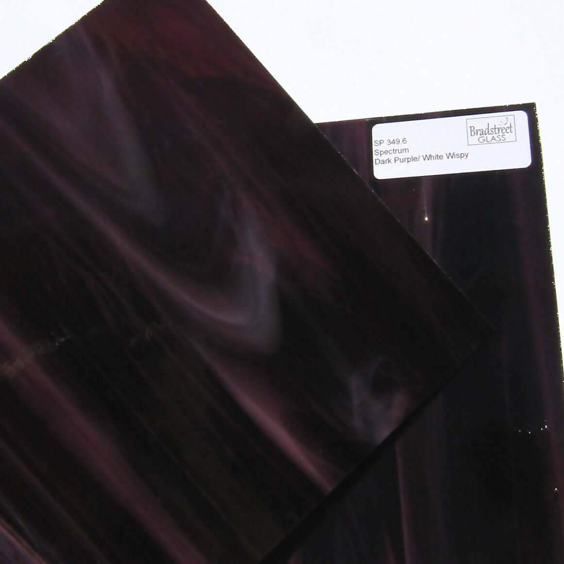 Dark Purple White Wispy Stained Glass Sheet OGT SF349.6