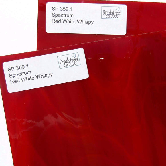 Spectrum S3591 Stained Glass Sheet Red White Wispy Opaque