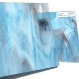 Aqua Rose Pearl Opal Stained Glass Sheet Clear White Aqua Rose Ripple Textured Opaque Spectrum