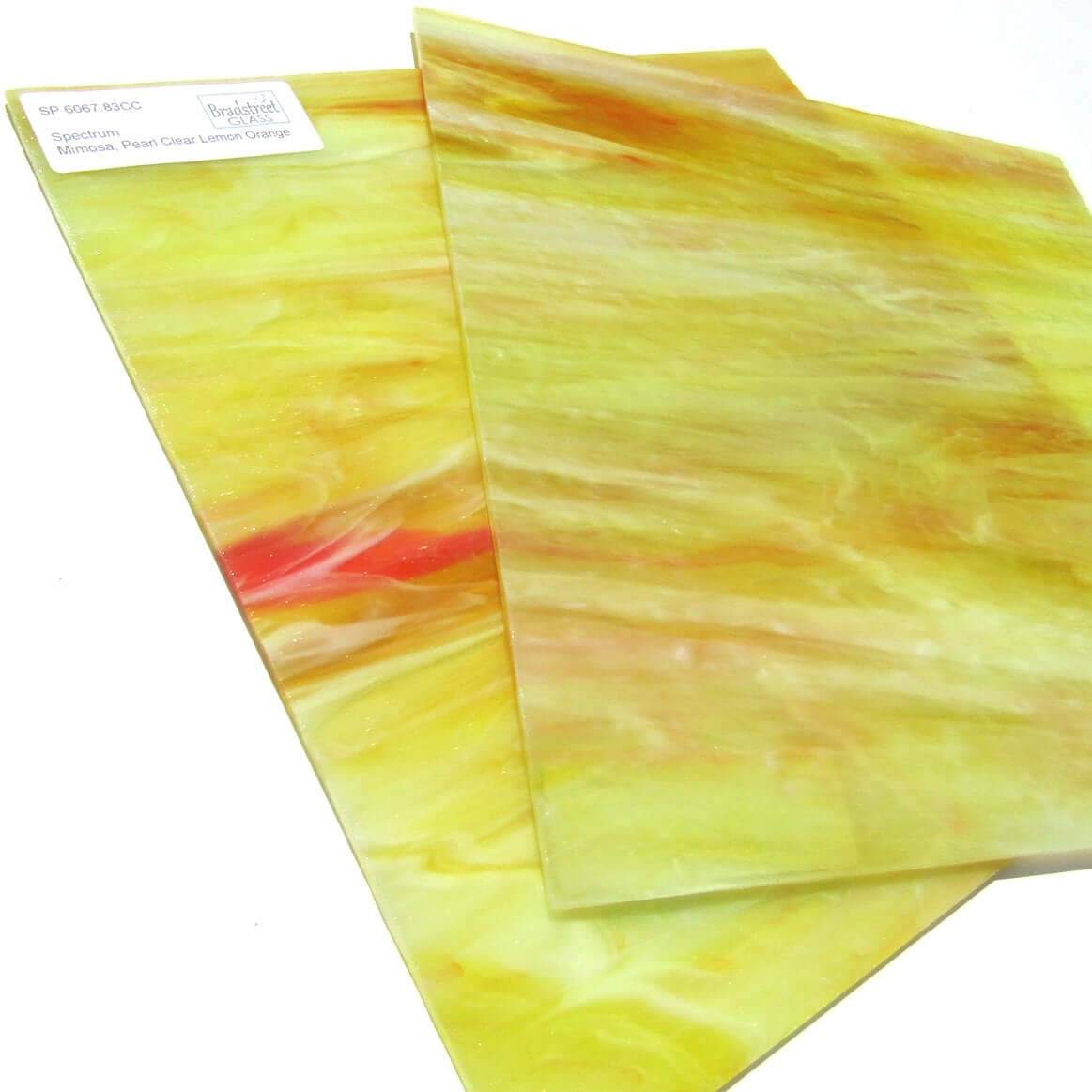 Spectrum 6067.83CC Mimosa Pearl Opal Stained Glass Sheet Opaque Ripple Textured Pearl Clear Lemon Orange 
