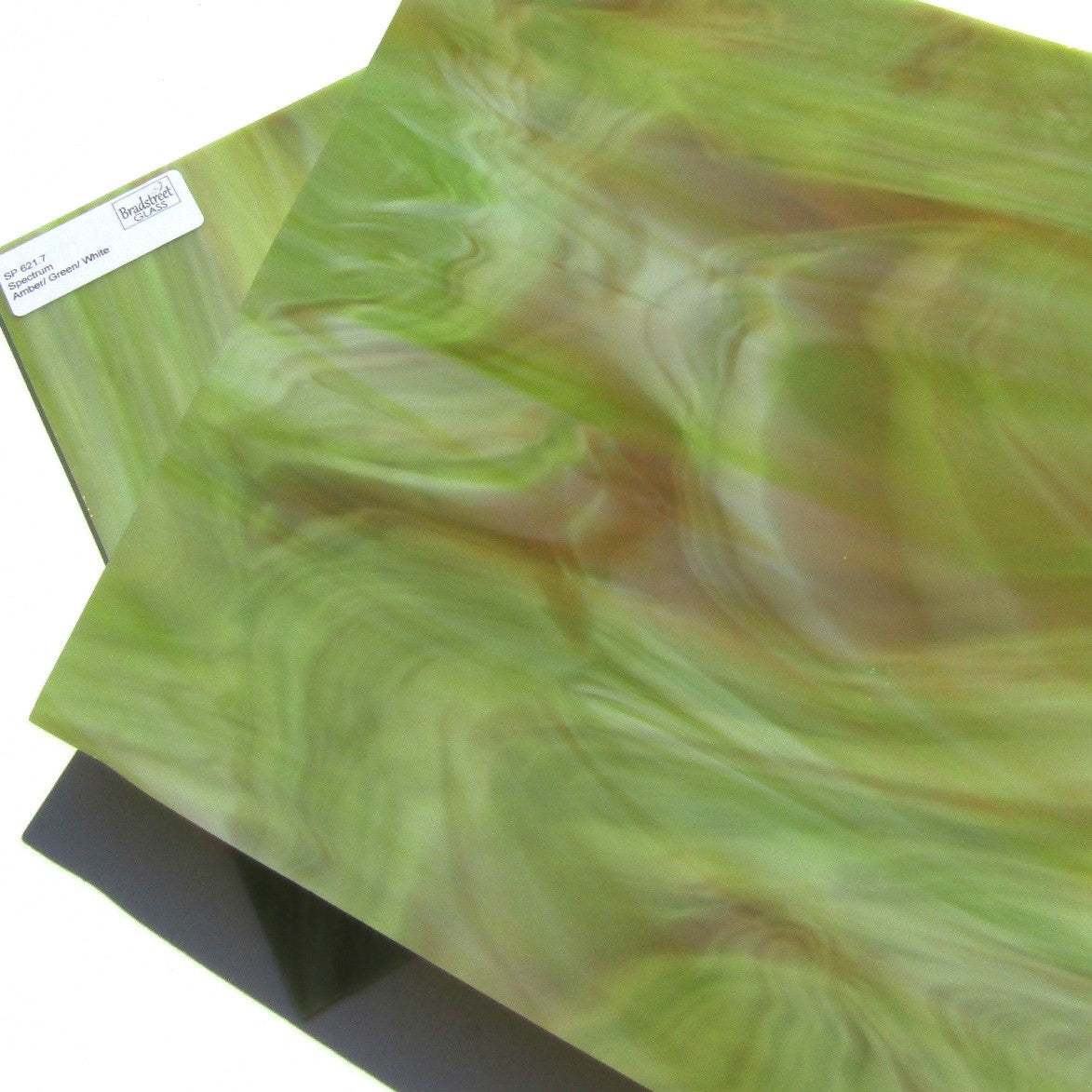 Bradstreet Glass Amber Green White Opal Stained Glass Sheet 96 COE Fusible Oceanside SF621.7