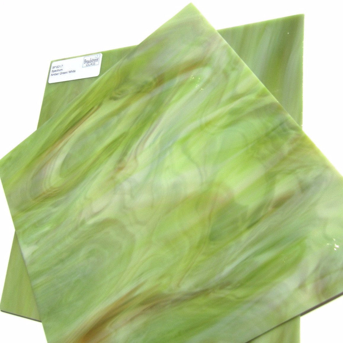 Bradstreet Glass Amber Green White Opal Stained Glass Sheet 96 COE Fusible Oceanside SF621.7