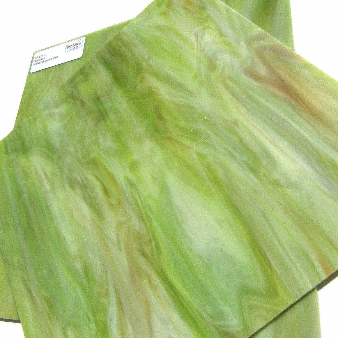 Bradstreet Glass Amber Green White Opal Stained Glass Sheet 96 COE Fusible Oceanside SF621.7