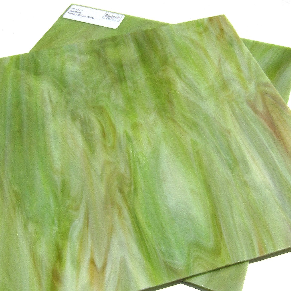  Bradstreet Glass Amber Green White Opal Stained Glass Sheet 96 COE Fusible Oceanside SF621.7
