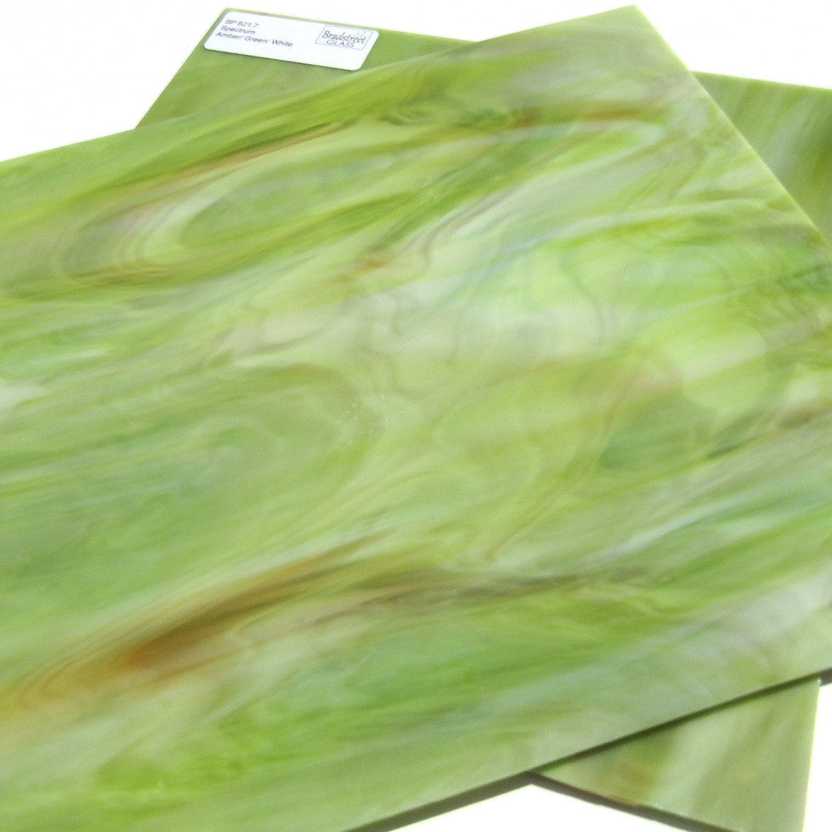 Bradstreet Glass Amber Green White Opal Stained Glass Sheet 96 COE Fusible Oceanside SF621.7