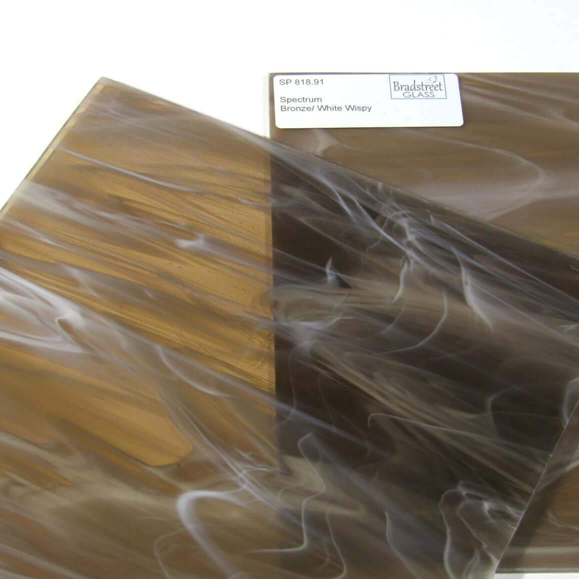 Bronze White Wispy Fusible Stained Glass Sheet Oceanside System 96 SF818.91