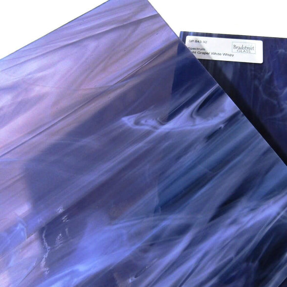 Spectrum 843.92 Light Grape White Wispy Stained Glass Sheet 