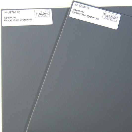 Pewter Opal 8x8 Stained Glass Sheet 96 COE Opaque Fusible Spectrum SF280.72